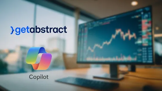 getAbstract and Microsoft Copilot logos overlaid on an image of a slightly out-of-focus work station