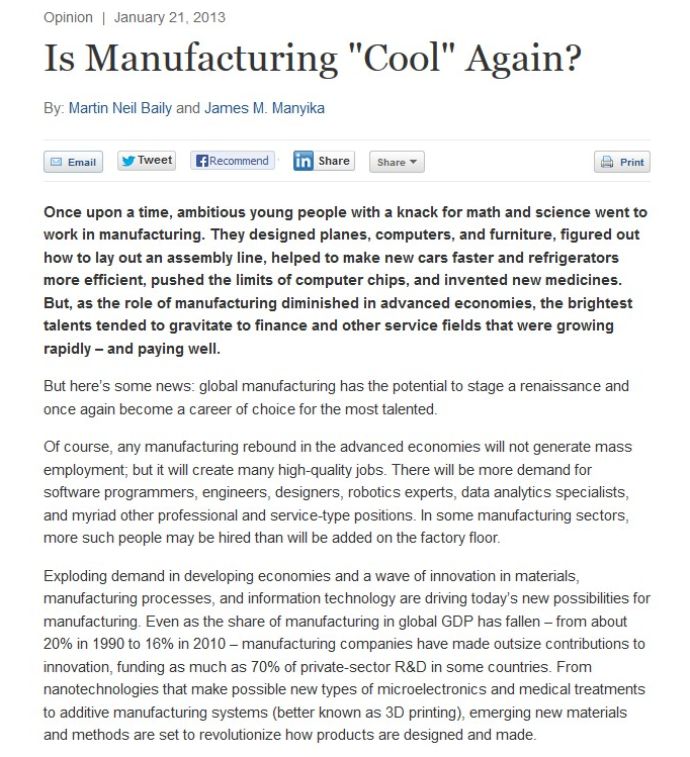 Is Manufacturing Cool Againversión En Inglés Resumen