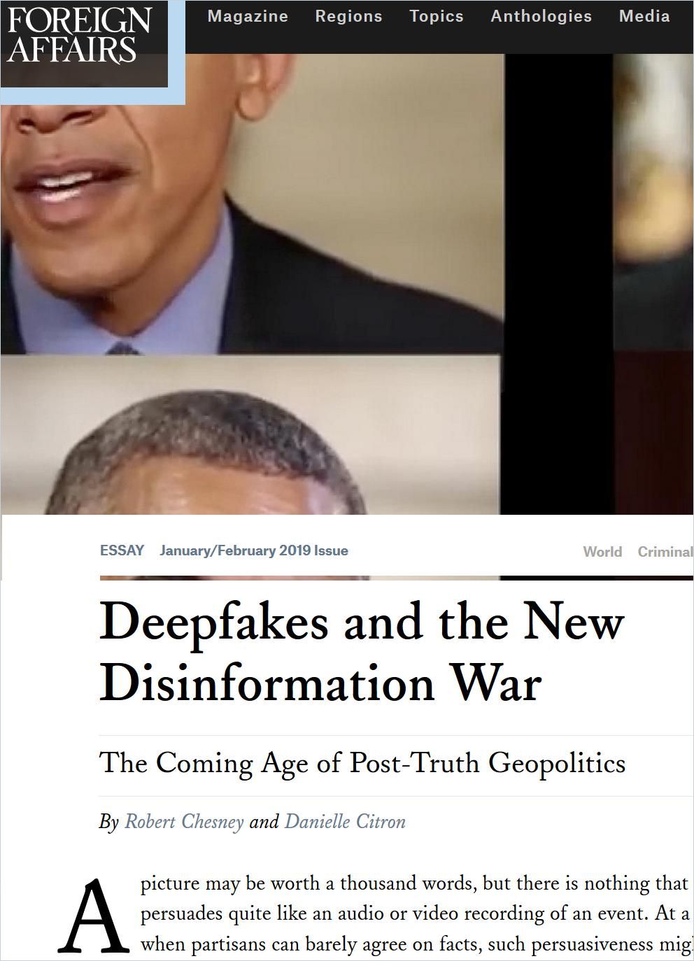 Image of: Deepfakes and the New Disinformation War