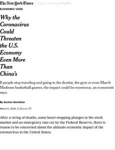 Why The Coronavirus Could Threaten The U S Economy Even More Than China S Englische Version Von Austan Goolsbee Gratis Zusammenfassung