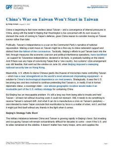 China’s War on Taiwan Won’t Start in Taiwan